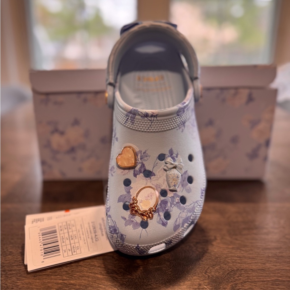 LoveShackFancy Crocs NWT With Charms Mineral Blue Womens Size 8 NWT